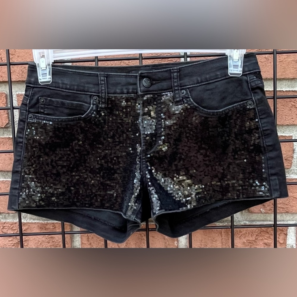 BEBE Shorts Black Sequence Size 28